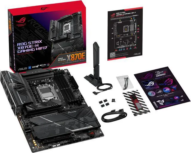 Alt view image 13 of 13 - ASUS ROG STRIX X870E-H GAMING WIFI7 AMD X870E-H ATX motherboard with 16+2+1 power stages, Dynamic OC Switcher, Core Flex, DDR5 AEMP, WiFi 7, 4x M.2, PCIe 5.0, Q-Release, dual USB4 ports and USB 10Gbps Type-C