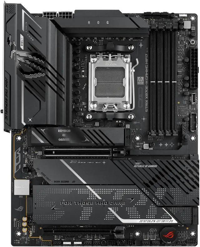 Alt view image 2 of 13 - ASUS ROG STRIX X870E-H GAMING WIFI7 AMD X870E-H ATX motherboard with 16+2+1 power stages, Dynamic OC Switcher, Core Flex, DDR5 AEMP, WiFi 7, 4x M.2, PCIe 5.0, Q-Release, dual USB4 ports and USB 10Gbps Type-C