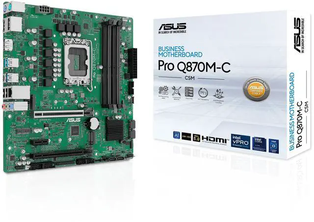 Alt view image 6 of 7 - ASUS Pro Q870M-C-CSM motherboard supports Intel Core Ultra (Series 2) & vPro, DDR5, PCIe 5.0 x16, M.2, DisplayPort, HDMI, USB 10Gbps, TPM IC, and ACCE