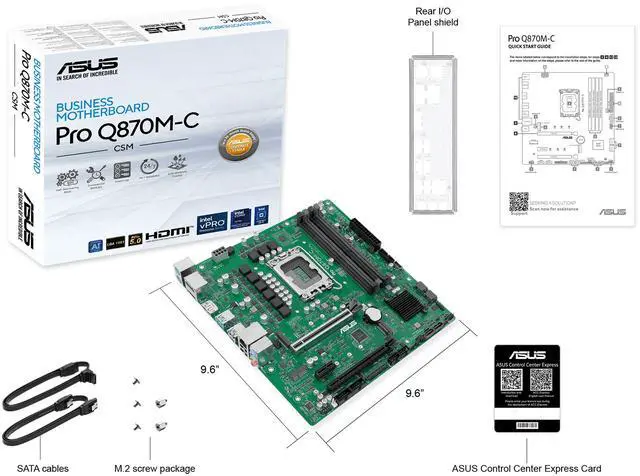 Alt view image 7 of 7 - ASUS Pro Q870M-C-CSM motherboard supports Intel Core Ultra (Series 2) & vPro, DDR5, PCIe 5.0 x16, M.2, DisplayPort, HDMI, USB 10Gbps, TPM IC, and ACCE