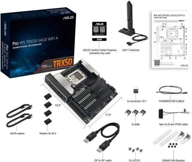 Alt view image 12 of 12 - ASUS Pro WS TRX50-SAGE WIFI A AMD TRX50 TR5 CEB workstation motherboard, CPU & memory overclocking ready, robust 20 power-stage design, PCIe 5.0 x 16, M.2, USB4, 10 Gb & 2.5 Gb LAN, multi-GPU support