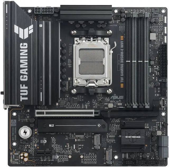 Alt view image 2 of 12 - ASUS TUF GAMING B850M-E WIFI AMD B850 mATX motherboard, 8+2+1 80A DrMOS power stages, DDR5, PCIe 5.0, three M.2 slots, WiFi 6E, 2.5Gb Ethernet, DisplayPort, HDMI, rear USB-C 10Gbps and front USB-C 5Gbps