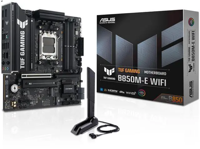 Alt view image 11 of 12 - ASUS TUF GAMING B850M-E WIFI AMD B850 mATX motherboard, 8+2+1 80A DrMOS power stages, DDR5, PCIe 5.0, three M.2 slots, WiFi 6E, 2.5Gb Ethernet, DisplayPort, HDMI, rear USB-C 10Gbps and front USB-C 5Gbps