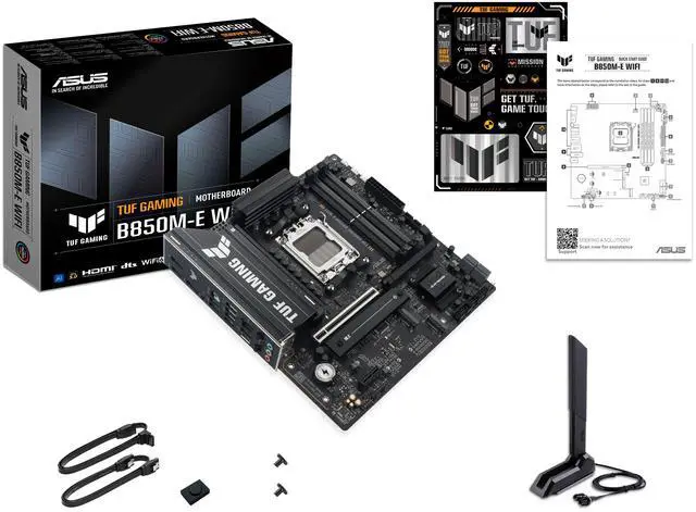 Alt view image 12 of 12 - ASUS TUF GAMING B850M-E WIFI AMD B850 mATX motherboard, 8+2+1 80A DrMOS power stages, DDR5, PCIe 5.0, three M.2 slots, WiFi 6E, 2.5Gb Ethernet, DisplayPort, HDMI, rear USB-C 10Gbps and front USB-C 5Gbps