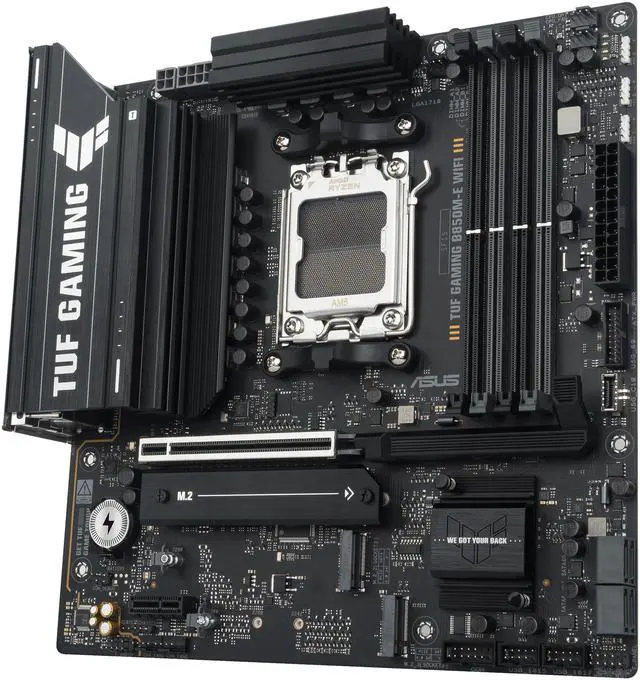 Alt view image 5 of 12 - ASUS TUF GAMING B850M-E WIFI AMD B850 mATX motherboard, 8+2+1 80A DrMOS power stages, DDR5, PCIe 5.0, three M.2 slots, WiFi 6E, 2.5Gb Ethernet, DisplayPort, HDMI, rear USB-C 10Gbps and front USB-C 5Gbps