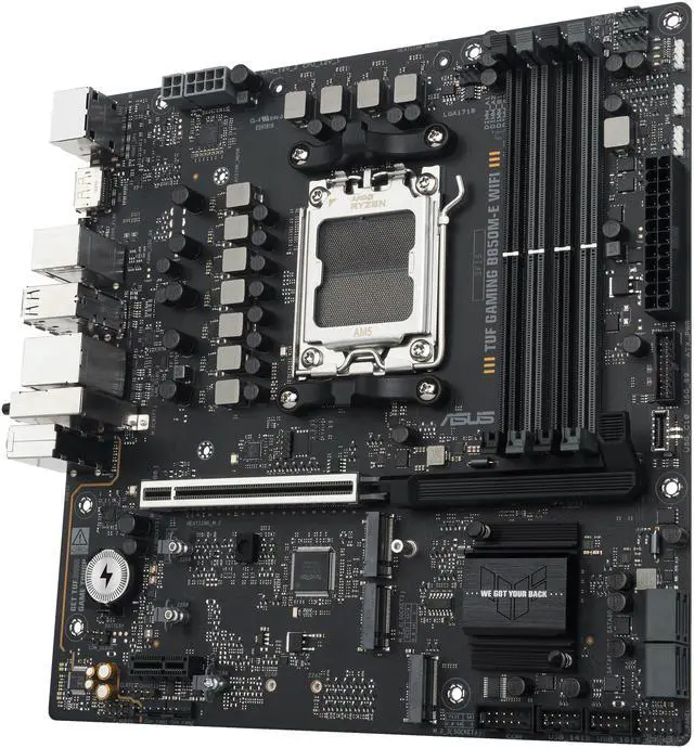 Alt view image 9 of 12 - ASUS TUF GAMING B850M-E WIFI AMD B850 mATX motherboard, 8+2+1 80A DrMOS power stages, DDR5, PCIe 5.0, three M.2 slots, WiFi 6E, 2.5Gb Ethernet, DisplayPort, HDMI, rear USB-C 10Gbps and front USB-C 5Gbps