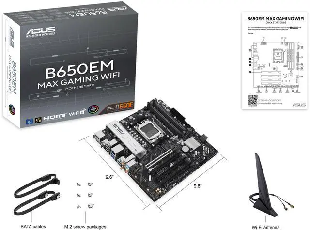 Alt view image 9 of 9 - ASUS B650EM MAX GAMING WIFI AMD B650 (Ryzen AM5) mATX Motherboard (DDR5, PCIe 5.0 x16 & M.2, Triple M.2, WiFi 6, USB 10Gbps Type-C, BIOS FlashBack, Aura Sync)