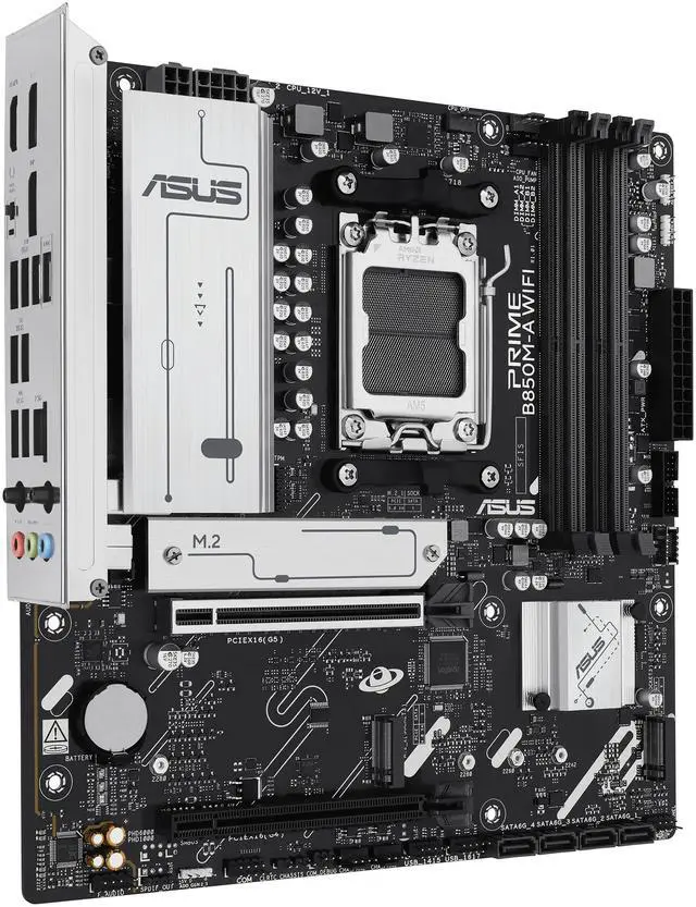Alt view image 2 of 10 - ASUS PRIME B850M-A WIFI-CSM AMD AM5 B850 mATX motherboard, DDR5, PCIe 5.0 Ready, 3x M.2, Wi-Fi 6E, 2.5Gb LAN, DisplayPort, HDMI, USB Type-C, ASUS Control Center Express Remote IT Management