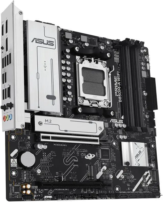 Alt view image 4 of 10 - ASUS PRIME B850M-A WIFI-CSM AMD AM5 B850 mATX motherboard, DDR5, PCIe 5.0 Ready, 3x M.2, Wi-Fi 6E, 2.5Gb LAN, DisplayPort, HDMI, USB Type-C, ASUS Control Center Express Remote IT Management