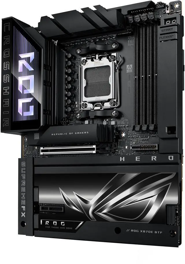 Alt view image 8 of 18 - ASUS ROG CROSSHAIR X870E HERO BTF AMD X870E ATX Board with Hidden-connector Design and High-power GPU Slot for Clean Cable Management, 18+2+2 Power, DDR5, WiFi 7, 5x M.2, PCIe 5.0, USB4, Advanced AI PC-ready