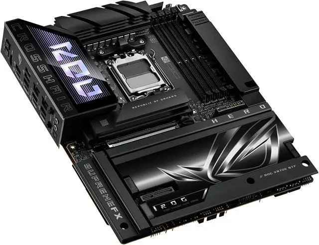 Alt view image 9 of 18 - ASUS ROG CROSSHAIR X870E HERO BTF AMD X870E ATX Board with Hidden-connector Design and High-power GPU Slot for Clean Cable Management, 18+2+2 Power, DDR5, WiFi 7, 5x M.2, PCIe 5.0, USB4, Advanced AI PC-ready