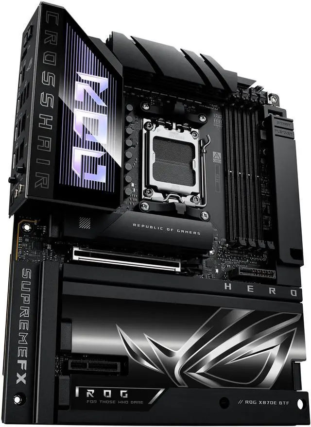 Alt view image 11 of 18 - ASUS ROG CROSSHAIR X870E HERO BTF AMD X870E ATX Board with Hidden-connector Design and High-power GPU Slot for Clean Cable Management, 18+2+2 Power, DDR5, WiFi 7, 5x M.2, PCIe 5.0, USB4, Advanced AI PC-ready