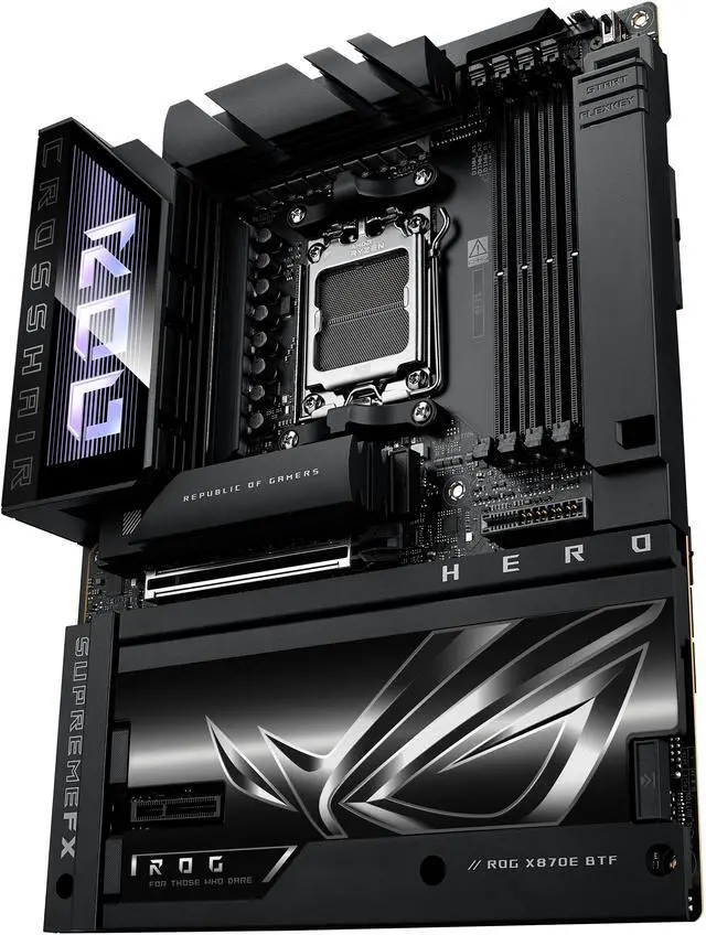 Alt view image 12 of 18 - ASUS ROG CROSSHAIR X870E HERO BTF AMD X870E ATX Board with Hidden-connector Design and High-power GPU Slot for Clean Cable Management, 18+2+2 Power, DDR5, WiFi 7, 5x M.2, PCIe 5.0, USB4, Advanced AI PC-ready