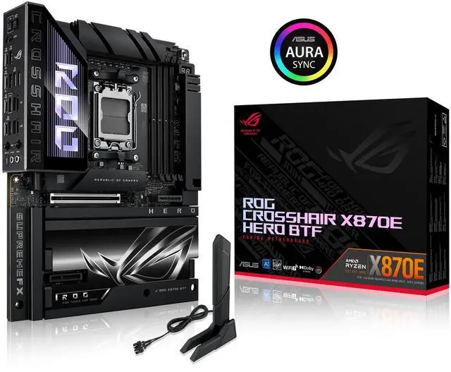 Alt view image 18 of 18 - ASUS ROG CROSSHAIR X870E HERO BTF AMD X870E ATX Board with Hidden-connector Design and High-power GPU Slot for Clean Cable Management, 18+2+2 Power, DDR5, WiFi 7, 5x M.2, PCIe 5.0, USB4, Advanced AI PC-ready