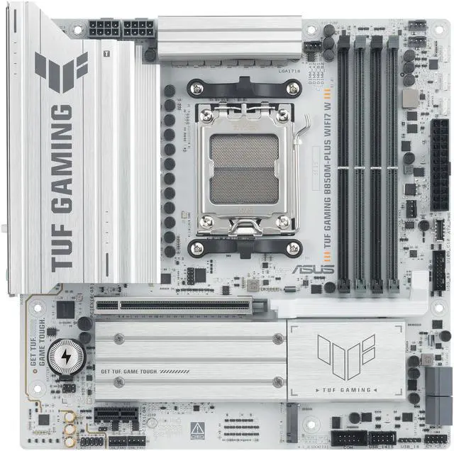 Alt view image 2 of 12 - ASUS TUF GAMING B850M-PLUS WIFI7 W AMD B850 mATX motherboard, 14+2+1 80A DrMOS power stages, DDR5, PCIe 5.0, three M.2 slots, WiFi 7, 2.5Gb Ethernet, DisplayPort, HDMI, rear USB-C 20Gbps and front USB-C 10Gbps