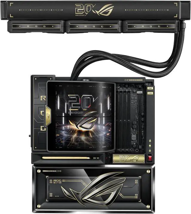 Alt view image 2 of 6 - ASUS ROG CROSSHAIR X870E EDITION 20 AM5 E-ATX motherboard, DDR5, PCIe 5.0, 9x M.2, DIMM Fit and dedicated AIO Cooler ROG RYUJIN 360 EDITION 20, AIO Q-Connector, Swivel Dual 6.67" LCD, Display Sync-Up Mode