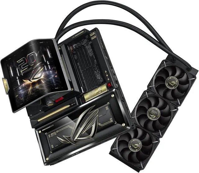Alt view image 3 of 6 - ASUS ROG CROSSHAIR X870E EDITION 20 AM5 E-ATX motherboard, DDR5, PCIe 5.0, 9x M.2, DIMM Fit and dedicated AIO Cooler ROG RYUJIN 360 EDITION 20, AIO Q-Connector, Swivel Dual 6.67" LCD, Display Sync-Up Mode