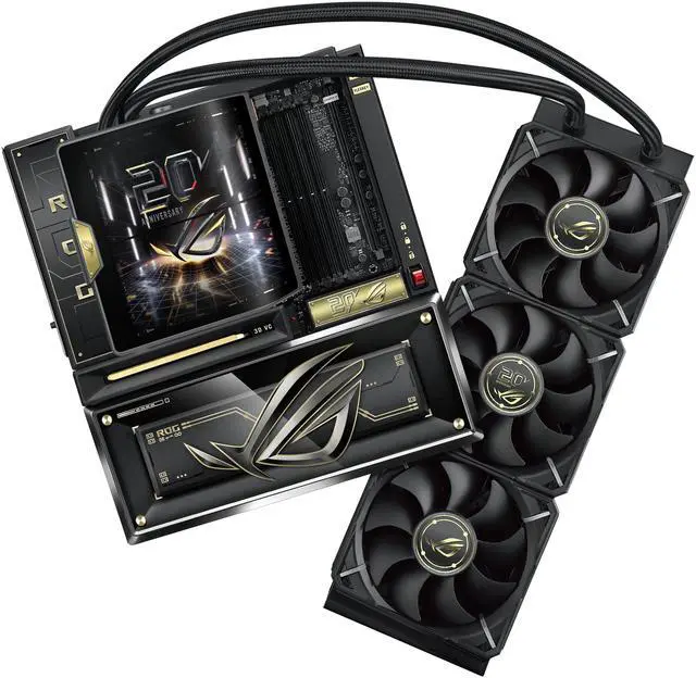 Alt view image 5 of 6 - ASUS ROG CROSSHAIR X870E EDITION 20 AM5 E-ATX motherboard, DDR5, PCIe 5.0, 9x M.2, DIMM Fit and dedicated AIO Cooler ROG RYUJIN 360 EDITION 20, AIO Q-Connector, Swivel Dual 6.67" LCD, Display Sync-Up Mode