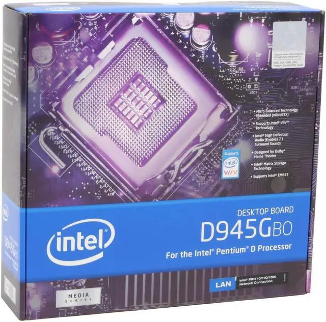 Alt view image 5 of 5 - Intel BOXD945GBOLKR LGA 775 Intel 945G Micro BTX Intel Motherboard