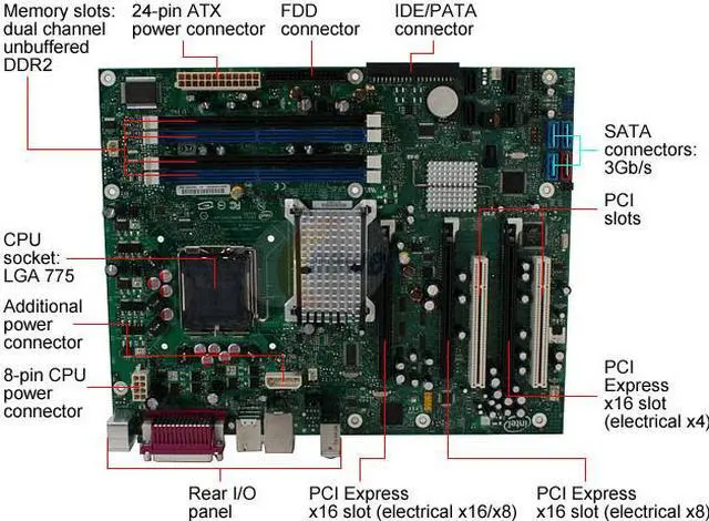 Alt view image 2 of 6 - Intel S975XBX2 ATX Workstation Board LGA 775 Intel 975X DDR2 800