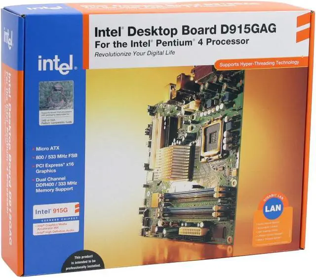 Alt view image 4 of 4 - Intel BOXD915GAGLK LGA 775 Intel 915G Micro ATX Intel Motherboard