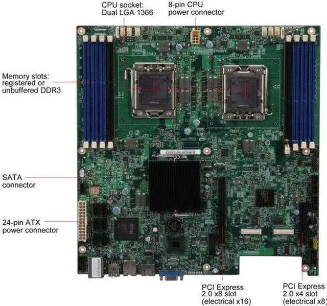 Alt view image 3 of 3 - Intel S5500WB SSI EEB Server Motherboard Dual LGA 1366 Intel 5500 DDR3 1333
