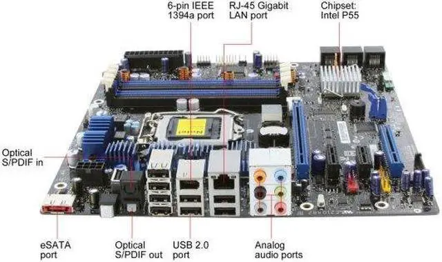 Alt view image 5 of 6 - Intel BOXDP55SB LGA 1156 Intel P55 Micro ATX Intel Motherboard