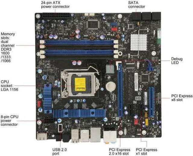 Alt view image 6 of 6 - Intel BOXDP55SB LGA 1156 Intel P55 Micro ATX Intel Motherboard