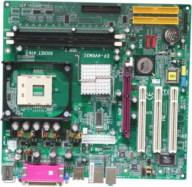 Alt view image 3 of 6 - EPoX EP-4VKM3I Socket 478 VIA P4M800CE Micro ATX Intel Motherboard