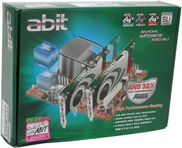 Alt view image 6 of 6 - ABIT AN9 32X AM2 NVIDIA nForce 590 SLI MCP ATX AMD Motherboard