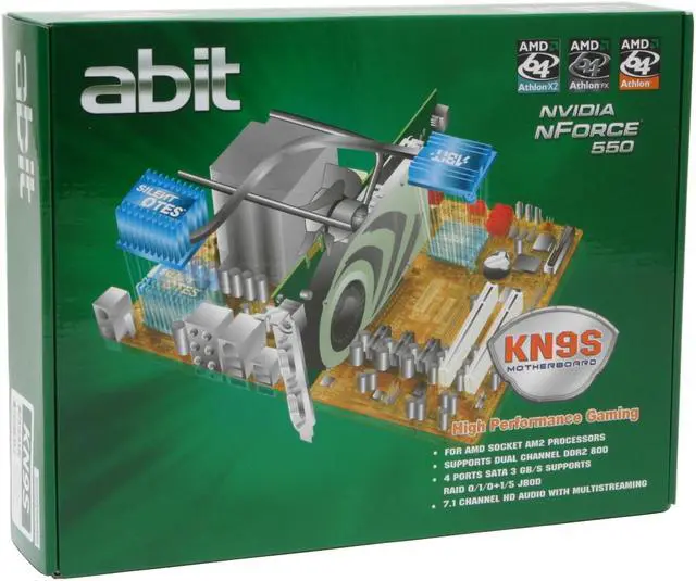 Alt view image 5 of 5 - ABIT KN9S AM2 NVIDIA nForce 550 MCP ATX AMD Motherboard