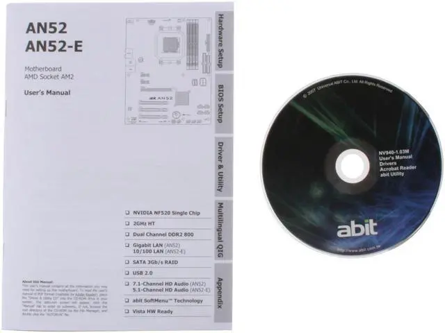 Alt view image 6 of 7 - ABIT AN52 AM2 NVIDIA nForce 520 MCP ATX AMD Motherboard