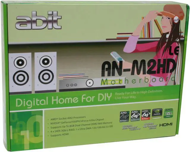 Alt view image 7 of 7 - ABIT AN-M2HD (LE) AM2+/AM2 GeForce7050PV/ nForce630a HDMI Micro ATX AMD Motherboard