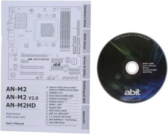 Alt view image 6 of 7 - ABIT AN-M2HD (LE) AM2+/AM2 GeForce7050PV/ nForce630a HDMI Micro ATX AMD Motherboard