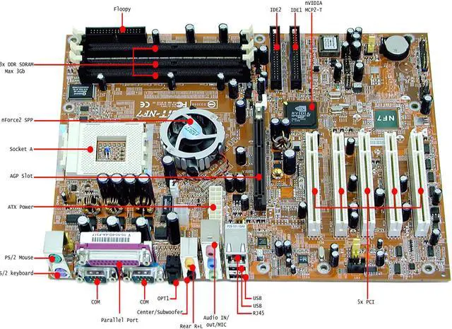 Alt view image 2 of 4 - ABIT NF7 462(A) NVIDIA nForce2 SPP ATX AMD Motherboard