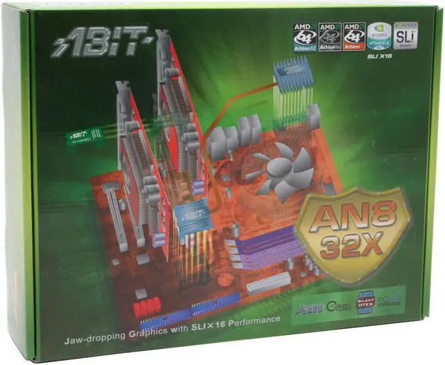Alt view image 6 of 6 - ABIT AN8 32X 939 NVIDIA nForce4 SLI X16 ATX AMD Motherboard