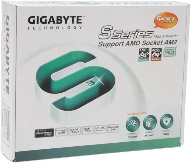 Alt view image 5 of 5 - GIGABYTE GA-M55plus-S3G AM2 NVIDIA GeForce 6100 ATX AMD Motherboard