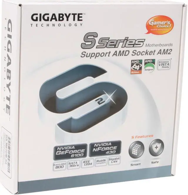 Alt view image 6 of 6 - GIGABYTE GA-M61PM-S2 AM2 NVIDIA GeForce 6100 Micro ATX AMD Motherboard