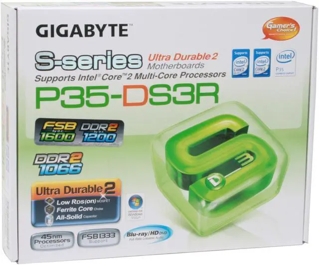 Alt view image 7 of 7 - GIGABYTE GA-P35-DS3R LGA 775 Intel P35 ATX Intel Motherboard