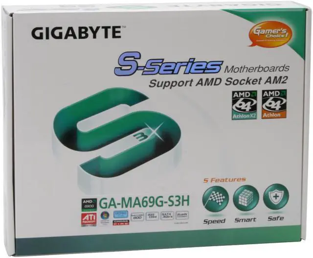 Alt view image 7 of 7 - GIGABYTE GA-MA69G-S3H AM2 AMD 690G HDMI ATX AMD Motherboard