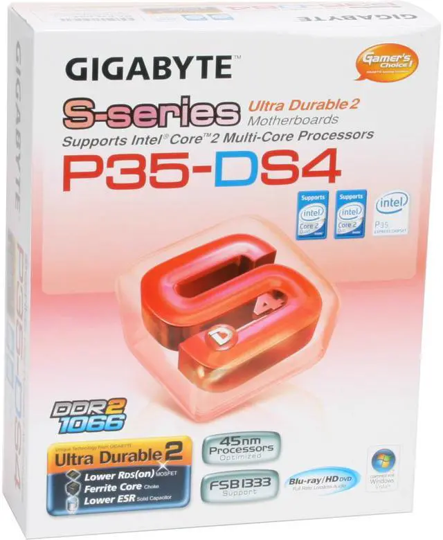 Alt view image 7 of 7 - GIGABYTE GA-P35-DS4 Rev. 2.0 LGA 775 Intel P35 ATX Ultra Durable II Intel Motherboard
