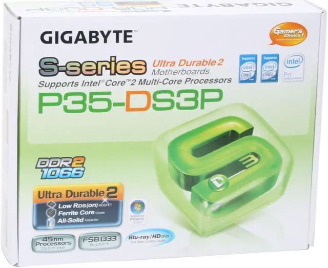 Alt view image 7 of 7 - GIGABYTE GA-P35-DS3P Rev 2.0 LGA 775 Intel P35 ATX Ultra Durable 2, Ultra Cooling Intel Motherboard