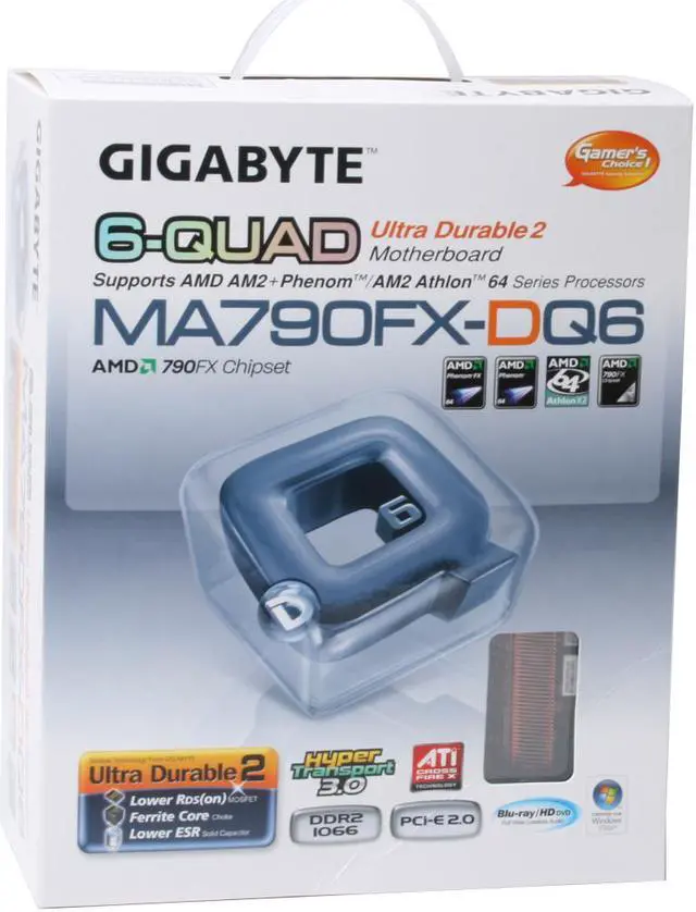 Alt view image 7 of 7 - GIGABYTE GA-MA790FX-DQ6 AM2+/AM2 AMD 790FX ATX Ultra Durable II AMD Motherboard