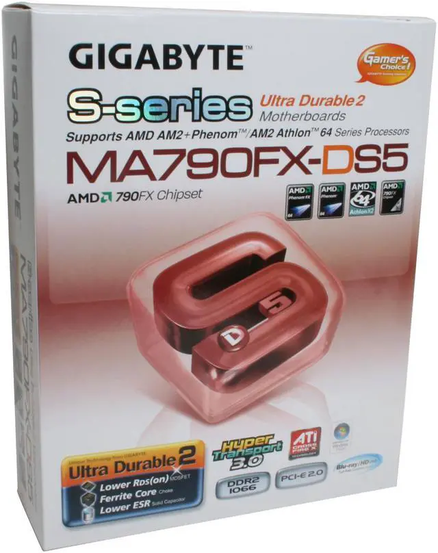 Alt view image 7 of 7 - GIGABYTE GA-MA790FX-DS5 AM2+/AM2 AMD 790FX ATX Ultra Durable II AMD Motherboard