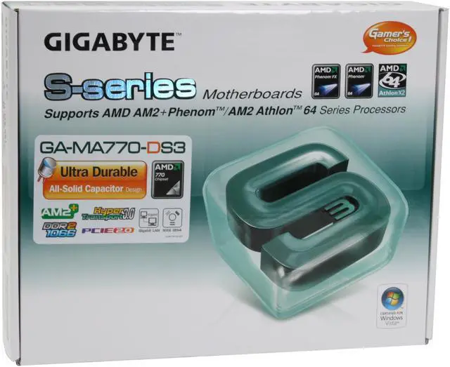 Alt view image 7 of 7 - GIGABYTE GA-MA770-DS3 AM2+/AM2 AMD 770 ATX All Solid Capacitor AMD Motherboard