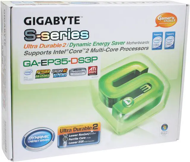 Alt view image 7 of 7 - GIGABYTE GA-EP35-DS3P LGA 775 Intel P35 ATX Dynamic Energy Saver Ultra Durable II Intel Motherboard