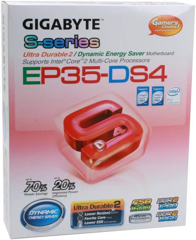 Alt view image 7 of 7 - GIGABYTE GA-EP35-DS4 LGA 775 Intel P35 ATX Dynamic Energy Saver Ultra Durable II Intel Motherboard