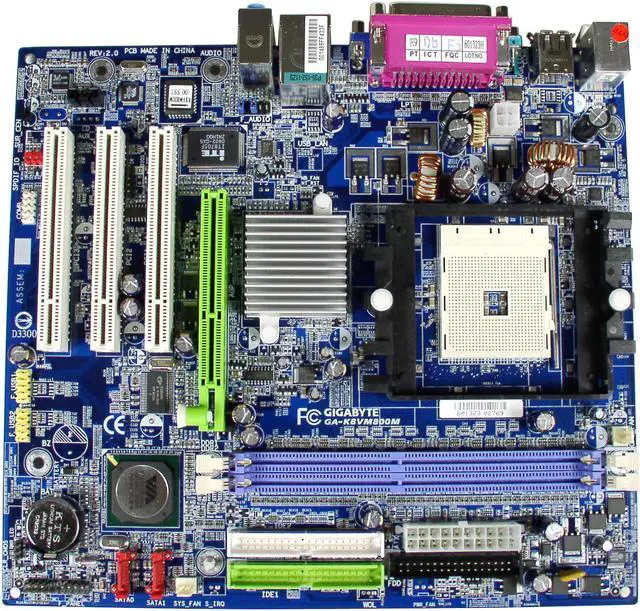 Alt view image 3 of 4 - GIGABYTE GA-K8VM800M 754 VIA K8M800 Micro ATX AMD Motherboard