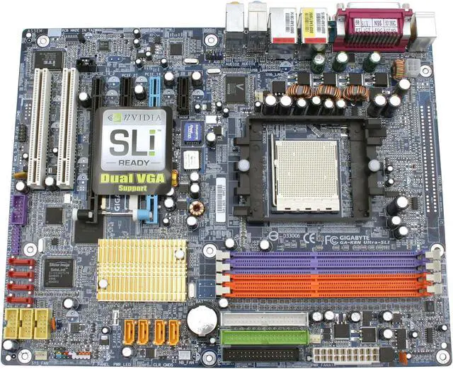 Alt view image 2 of 6 - GIGABYTE GA-K8NU-SLI 939 NVIDIA nForce4 SLI ATX AMD Motherboard
