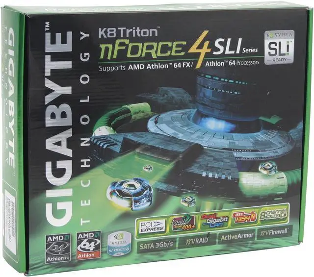 Alt view image 6 of 6 - GIGABYTE GA-K8NU-SLI 939 NVIDIA nForce4 SLI ATX AMD Motherboard